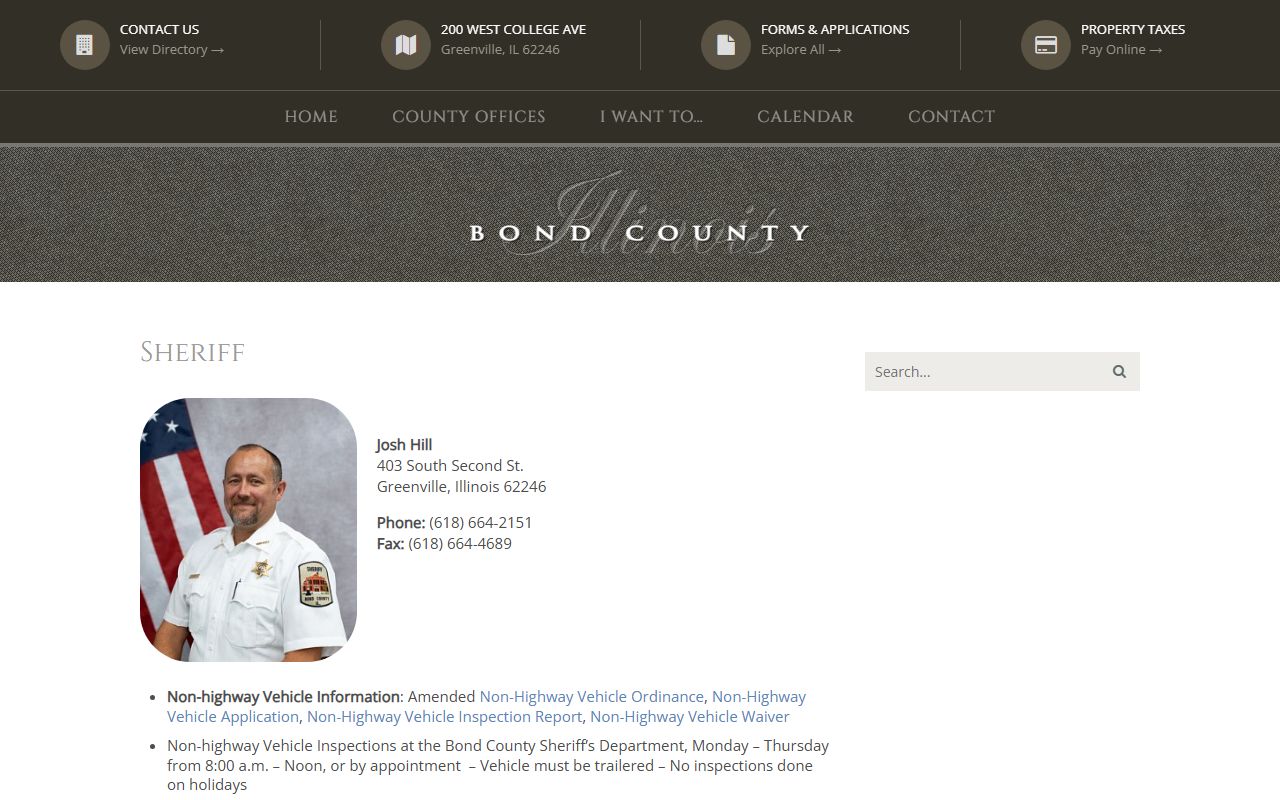 Bond County inmate population sheriff page and jail contact source